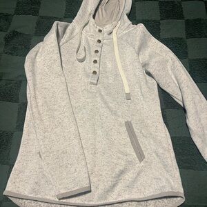 Thread & Supply Light Gray Hooded Sweater with Buttons